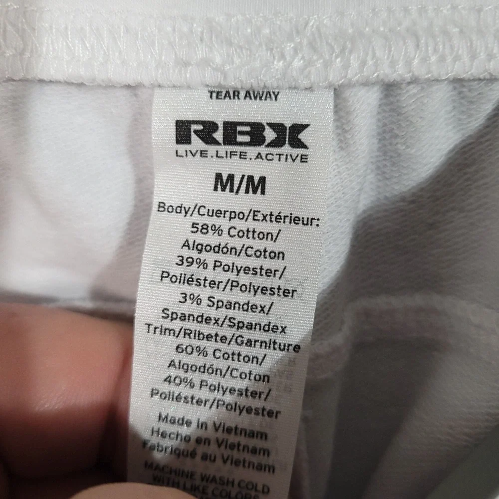 RBX French Terry Shorts Womens Medium Novelty Waistband Pockets‎ White